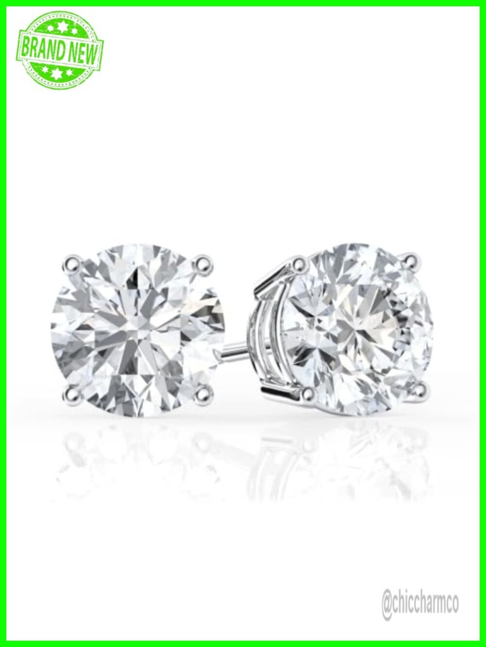 Lab Grown Diamond Stud Earrings 14K White Gold 4CTW Push Back